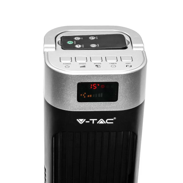 V-TAC VT-5546 Ventilateur colonne 55W 120cm avec affichage de la  température et télécommande abs couleur noire ip20 - sku 7901
