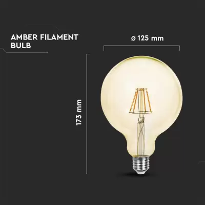 Bec LED filament 6W E27 G125 Amber Alb cald