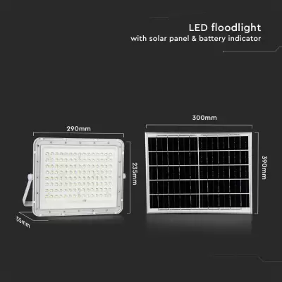 Proiector 20W LED Solar 4000K baterie inlocuibila cablu 3m corp alb