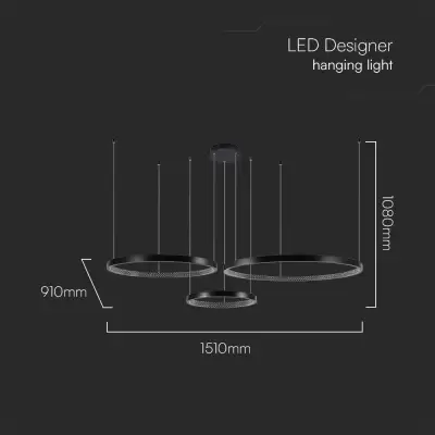 Lampa LED suspendata designer 57W neagra cristale 4000K