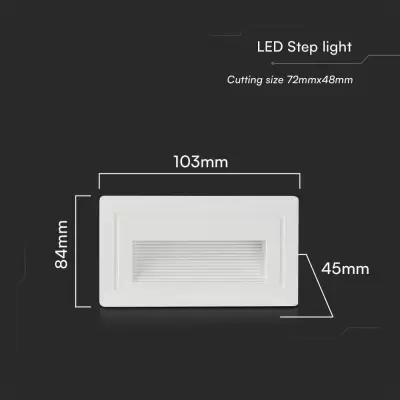 Spot LED 3W de treapta corp alb dreptunghiular 3000K