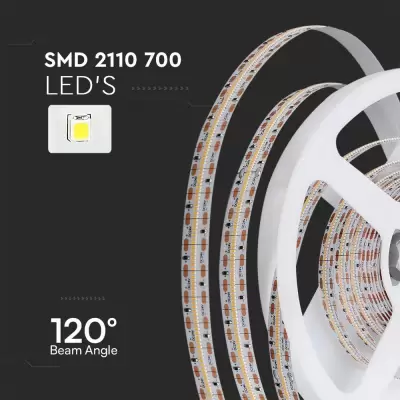Banda LED SMD 2110 - 700 LED/metru 24V IP20 CRI>95 alb cald