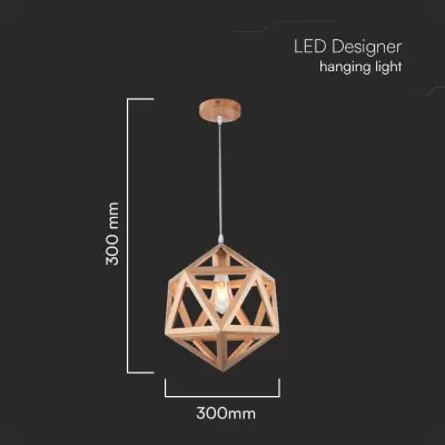 Pendant LED designer lemn 1x E27