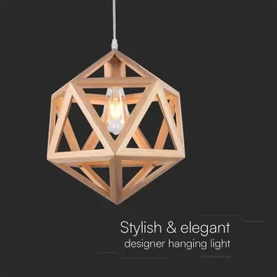 Pendant LED designer lemn 1x E27