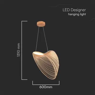 Pendant LED designer 10W lemn D600 3000K