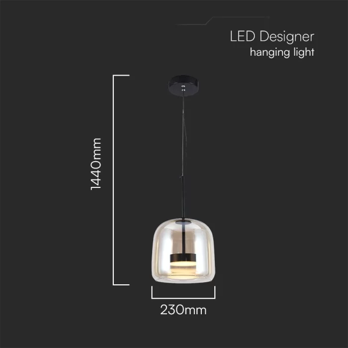 Pendant LED designer 6W  metal+sticla D250*H240 3000K