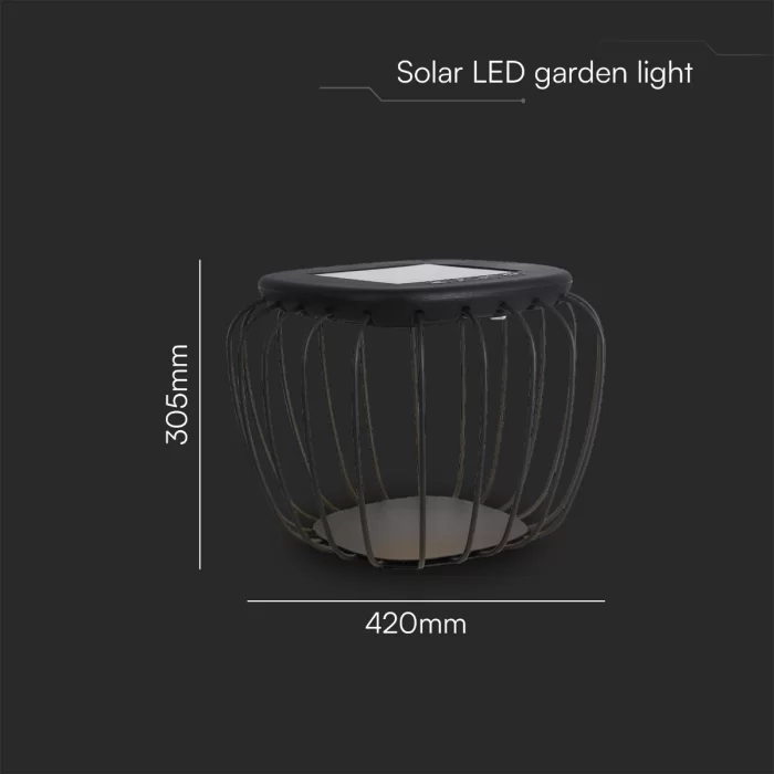 Lampă Solară 1W LED neagra 6000K+3000K