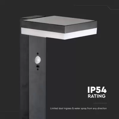 Lampa stalp LED Solara cu senzor PIR 5.5W 3000K patrata