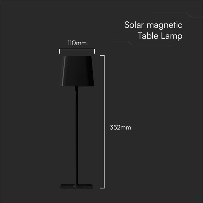 Set 2buc - Lampa de masa LED incarcare solara tactila 5W 3in1 IP65 neagra