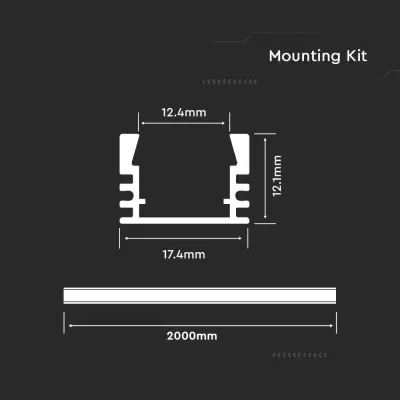 Profil aluminiu aplicat - 2000 x 17.4 x 12.1 mm