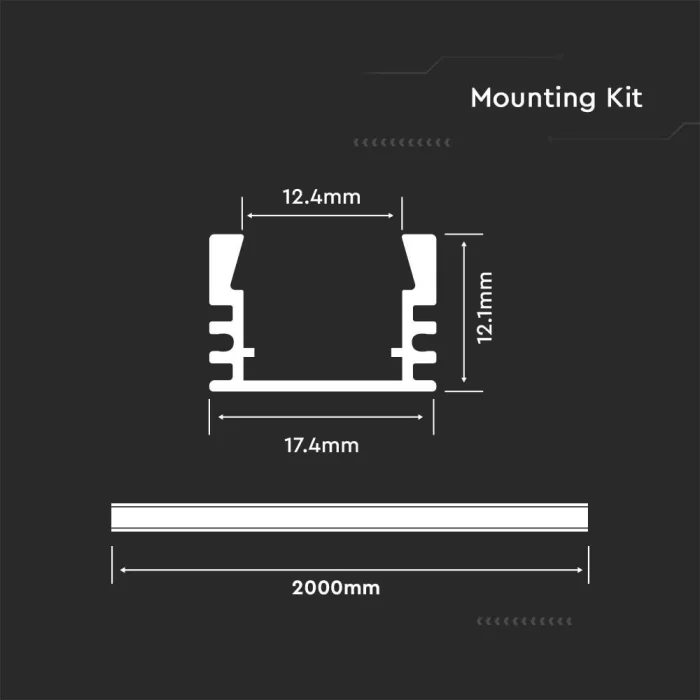 Profil aluminiu aplicat - 2000 x 17.4 x 12.1 mm